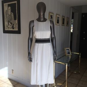 TROUVE Open Back Midi Dress Slits White Black SM